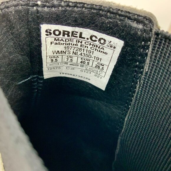 Sorel Brex Platform Block Heel Chelsea Boots Chalk White/ Black Size 9.5 - Picture 15 of 16